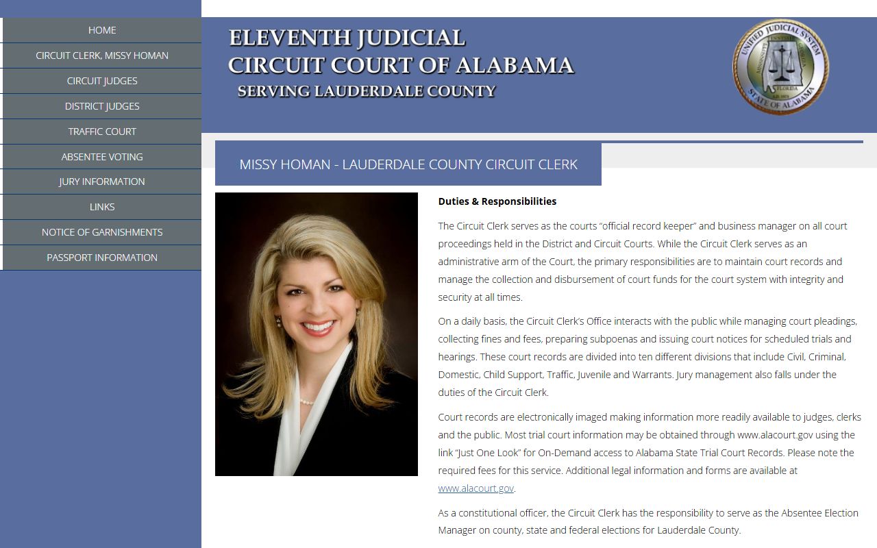 Lauderdale County arrest records Circuit Clerk court record source